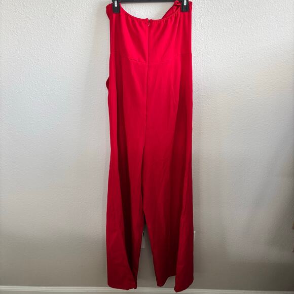 Boohoo Red Bandeau Tailored Wide Leg Jumpsuit Sleeveless Women's Size 12 - Picture 7 of 10